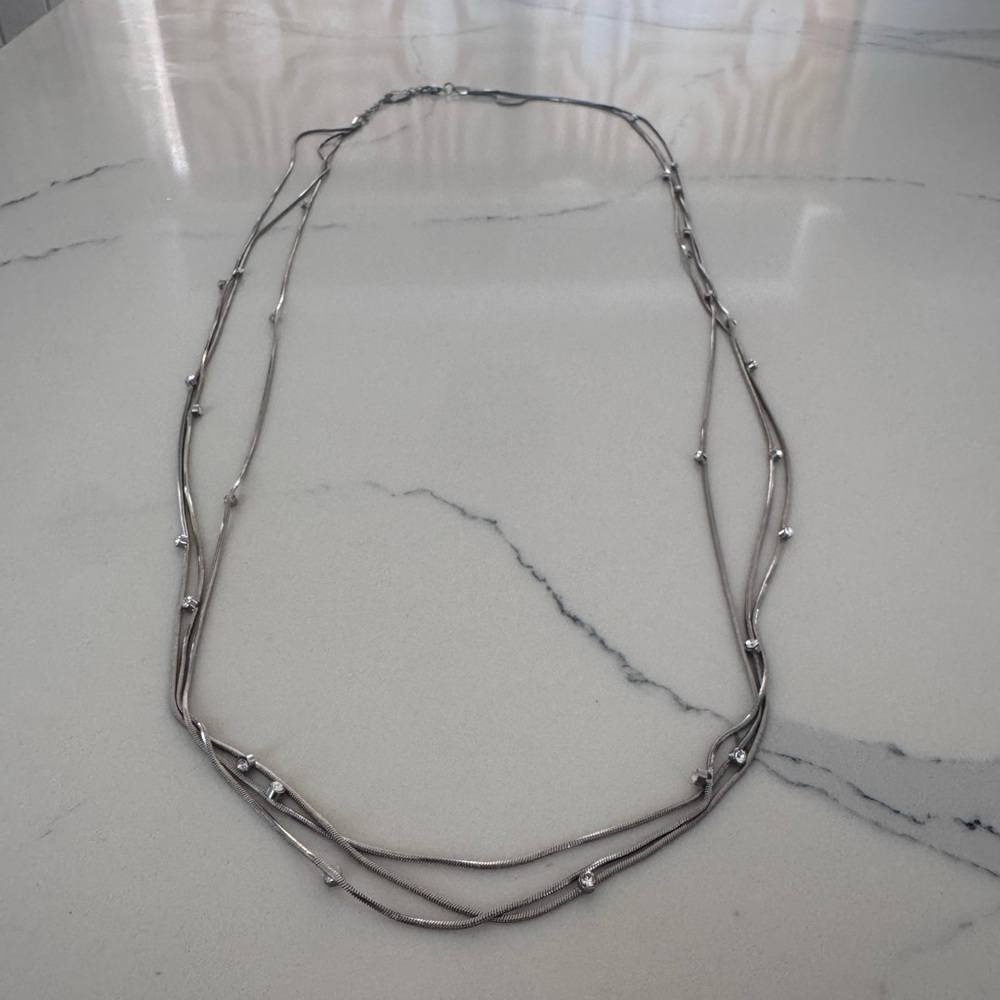 Nicole Miller Silver Rhinestone Layered Necklace